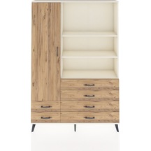 Arges Dolap 7 Raflı 6 Çekmeceli Tek Kapaklı 132x30x195 Aytaşı-çam/çam Atlas Çam/atlas Çam