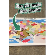 Ahşap Renkli Türkiye Haritası Ahşap Puzzle Yapboz 23x45 Cm Standart