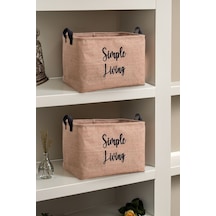 2'li Jüt Orta Boy Simple Living Baskılı Düzenleyici Saklama Sepeti Set 30x22x18 Çok Renkli