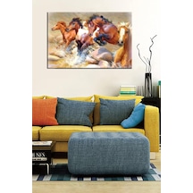 Koşan Vahşi Atlar Dekoratif Duvar Kanvas Tablosu 50x35