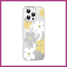 Gees Global Joko Apple iPhone 16 Pro Max Uyumlu Floral Magsafe Kapak - Sarı Gbzs