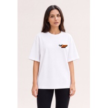 Black Nova Oversize Baskılı Unisex %100 Pamuk T-shirt Motorcycle Therapy Beyaz