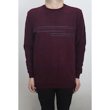 Santa Fistan Store Erkek Bordo Desenli Spor Kesim Normal Kalıp Bisiklet Yaka Selanik Kumaşlı Kışlık Kazak Bordo