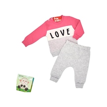 Toxtoys (2 Parça) Love Baskılı Ikiip Fuşya Kız Ikili Takım (3,6,9 Ay)