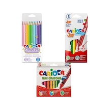 Carioca Joy Keçeli Kalem - Carioca Wax Crayons - Carioca Pastel Kuru Kalem 3 Adet Boyama Seti