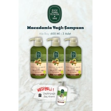 Macadamia Yağlı Şampuan 600 Ml X 3 Ve Saç Kremi Hediyeli Tüm Saçlar