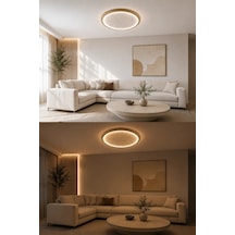 Ay Desenli Premium Kumandalı 3 Renkli Ledli Plafonyer Tavan Avizesi Salon Yatak Odası 43w Modelleri Beyaz