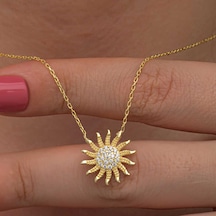 925 Ayar Gümüş Gold Güneş Kadın Kolye Çok Renkli 925 Ayar Gümüş Gold Güneş Kadın Kolye Çok Renkli