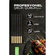 Zenvac Çelik Şiş Çubuğu - Mangal Şişi Ahşap Saplı Kebap Şişi 6 Adet 721985 Zenvac29
