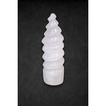Beyaz Selenit Dekoratif Kule 15 Cm Burgulu