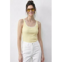 Shade Kadın Pamuklu Slim Fit U Yaka Dantelli Atlet 1053 60286022 - Limon Sarısı Çok Renkli
