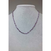 Ametist Taşı 2.5mm Kolye (Sabit Klipsli) Gri
