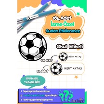 Futbol Topu Temalı Özel İsminiz Yazılı Okul Etiketi Diğer