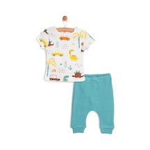 HelloBaby Yenidoğan Tshirt-Patiksiz Alt 2li Takım Erkek Bebek Yeşil