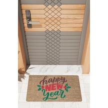 Rugmood Modern Dijtal Baskı Yılbaşı Happy New Year Yeni Yıl Kapı Önü Paspası Çok Renkli