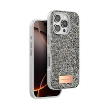 Onegif Apple İphone 16 Pro Bright Simli Kapak - Gümüş