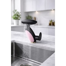 Led Işıklı Penguen Lavabo Bataryası - Uzatılabilir Spiralli Şelale Akışlı Siyah Banyo Musluğu Diğer