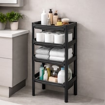 Porsima Org-74-ecom 4 Katlı Düzenleyici-banyo Mutfak Organizer Raf Siyah