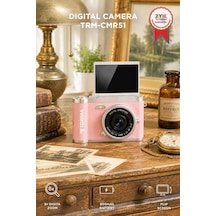 Mini Dijital Retro Kamera 48mp 8x Zoom Flip Ekranlı Selfie Video Vlog Kamerası Cmr51 Pembe