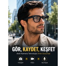 Mey İthalat Siyah Bluetooth Akıllı Kamera Gözlüğü Fotoğraf Video Ses Kayıtlı Aı Sesli Asistanlı Manyetik Ş