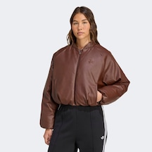 Adidas Pleather Bomber Kadın Kahverengi Ceket Jx3014 Kahverengi