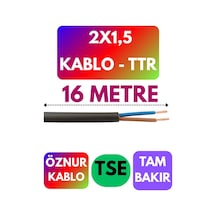 Öznur 2x1,5 Ttr Kablo Siyah Metre Seçenekli - 16 Metre