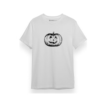 Halloween Pumpkin Smile Beyaz Kısa Kol Erkek Tshirt 001