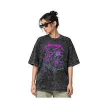 Sevbano Metallica Rock Metal Müzik Grubu Ön Baskılı Unisex Oversize Eskit Siyah