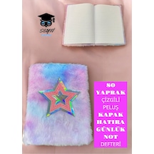 A5 14x20 Cm Ebat 80 Yaprak Çizgili Peluş Kapak Hatıra Günlük Not Defteri Pembe