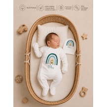 Pia Baby İsme Özel Erkek Bebek Tulum %100 Pamuk Organik Baskılı İsimli Bebek Tulumu 1095tyx Ekru