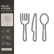 Çatal Bıçak Kaşık Mat Gri Dekoratif Folyo Sticker 14x14 Cm