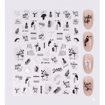 Gümüş Holografik Flamingo Ve Yaprak Dizayn Tırnak Sticker Tırnak Etiketi Nail Art Jo-1052s