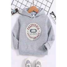 California Baskılı Erkek - Kız Çocuk Rahat Kalıp Sweatshirt Gri