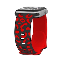 Ekılıf - Apple Uyumlu  Watch Ultra 49mm - Kordon Silikon Kordon Strap Kayış - Krd-140 - Siyah-kırmızı - T36944