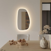 30x60 Cm Modern Organik Led Ayna Dokunmatik, Dim Edilebilir, 3000k Günışığı Banyo Aynası Sarı