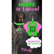 Petjoo 26.Hertz Pembe-Yeşil Qr'lı Köpek Künyesi