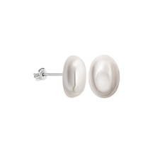 925 Ayar Gümüş Oval İncili Küpe 10x14 Mm Şık Ve Zarif Tasarım