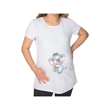 Bk Gift Bebek Fil Tasarımlı Beyaz Hamile Tişört-3