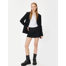 Koton Mini Şort Etek Slim Fit Standart Bel Siyah 5wal70013ıw Siyah