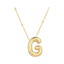 925 Ayar Gümüş Gold Balon G Harfi Kadın Kolye