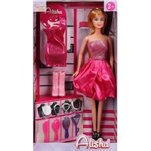 Alisha Gece Elbiseli Ve Aksesuarlı Bebek Oyun Seti Koyu Pembe