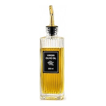 Cam Yağdanlık 350 Ml - Gold Tipal Akıtmaz Başlıklı Yağlık Sirkelik - Zeytinyağı Ayçiçek Yağı Sirke Ve Soslar İçin Çizgili Cam Şişe - Damlama Önleyici Mutfak Yağ Şişesi 7x7x22 Cm Diğer