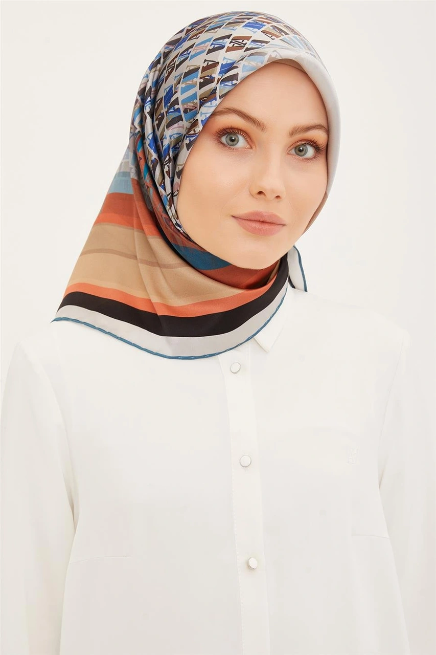 Armine Twill İpek Eşarp 23ya8934 33 Turuncu