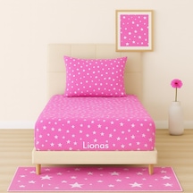 Desenli 100 X 200 Cm Tek Kişilik Pembe Yıldız Lastikli Çarşaf Ve Yastık Kılıfı Pembe