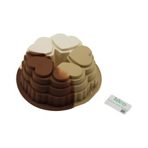 İbico İ22-004 Kek Kalıp Çap:21cm Derinlik: 9cm 5'li Kalp Şekil Göbekli Silikon Yuvarlak - 6'li Paket Diğer