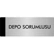 Metal Yönlendirme Levhası, Departman Kapı Isimliği Depo Sorumlusu 7x20 Cm Gümüş Renk