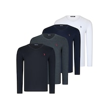 Dörtlü Set T8587 Dewberry V Yaka Erkek Sweatshırt-siyah-antrasit-lacivert-beyaz Siyah-antrasit-lacivert-beyaz