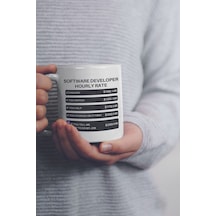Software Developer Hourly Rate Baskılı Bilgisayar Programcısı Yazılımcı Hediyelik Eğlenceli Kupa Beyaz