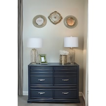 Üçlü Dekoratif Polyester Duvar Saati Ve Ayna Takımı Altın