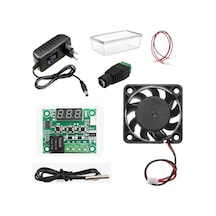 Dc 12v Adaptörlü Dijital Termostat Sıcaklık Kontrol Kartı İle 12v Fan Pervane Çalıştırma Devresi Öğrenci Hobi Deney Seti